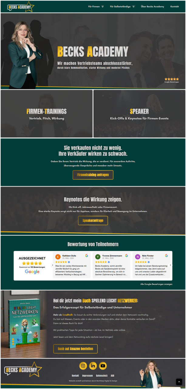 Webdesign SEO Agentur Hamburg Northbay Digital & Design Webseite Becks Academy