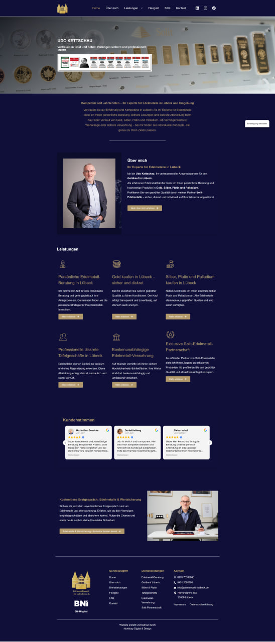 Webdesign SEO Agentur Hamburg Northbay Digital & Design Webseite Edelmetalle Lübeck