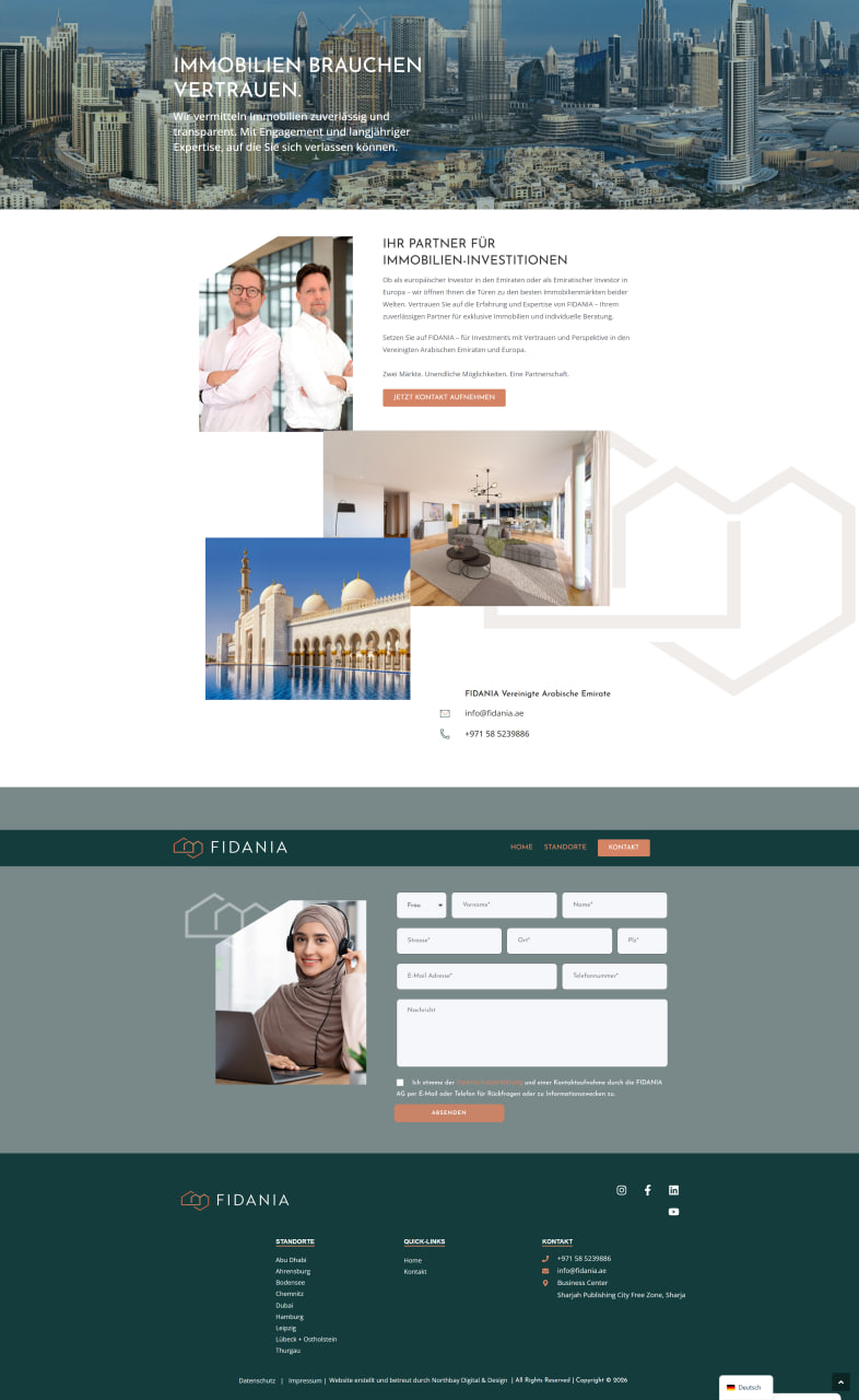 Webdesign SEO Agentur Hamburg Northbay Digital & Design Webseite Fidania Emirate